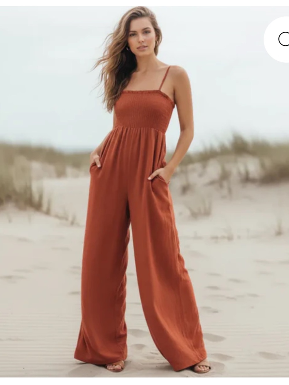NWT BOHO Beach Hut Smocked Red Strap Dress